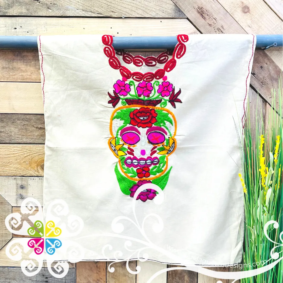Chiapas Skull Embroidered Top