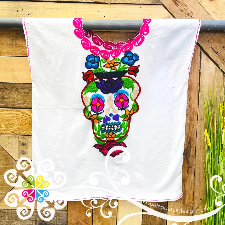 Chiapas Skull Embroidered Top