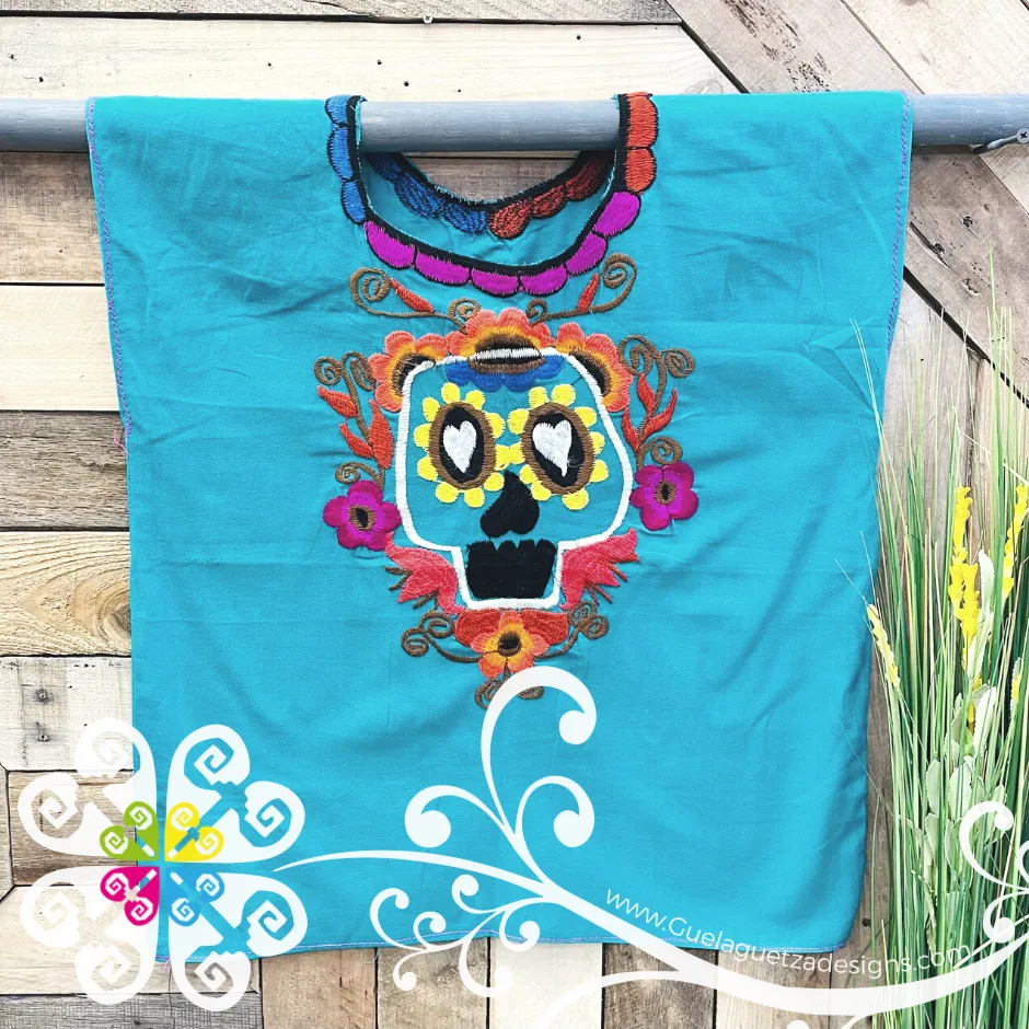 Chiapas Skull Embroidered Top