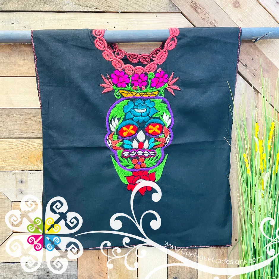 Chiapas Skull Embroidered Top