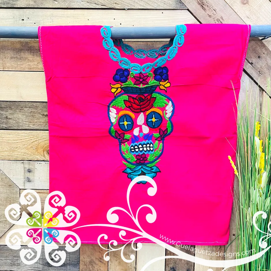 Chiapas Skull Embroidered Top