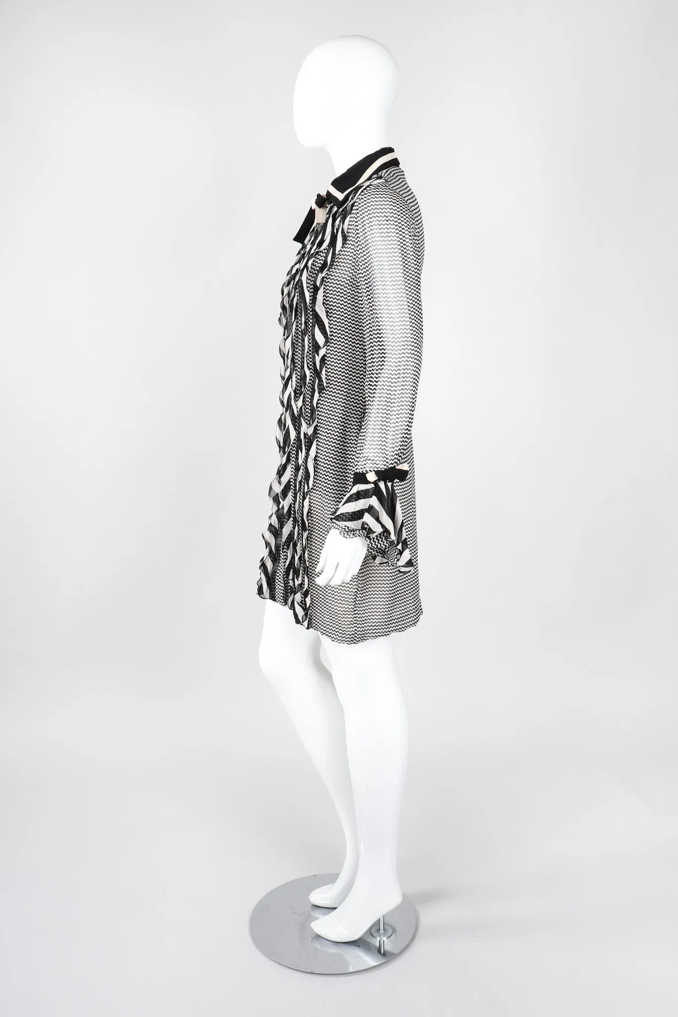 Chiffon Chevron Stripe Shirt Dress