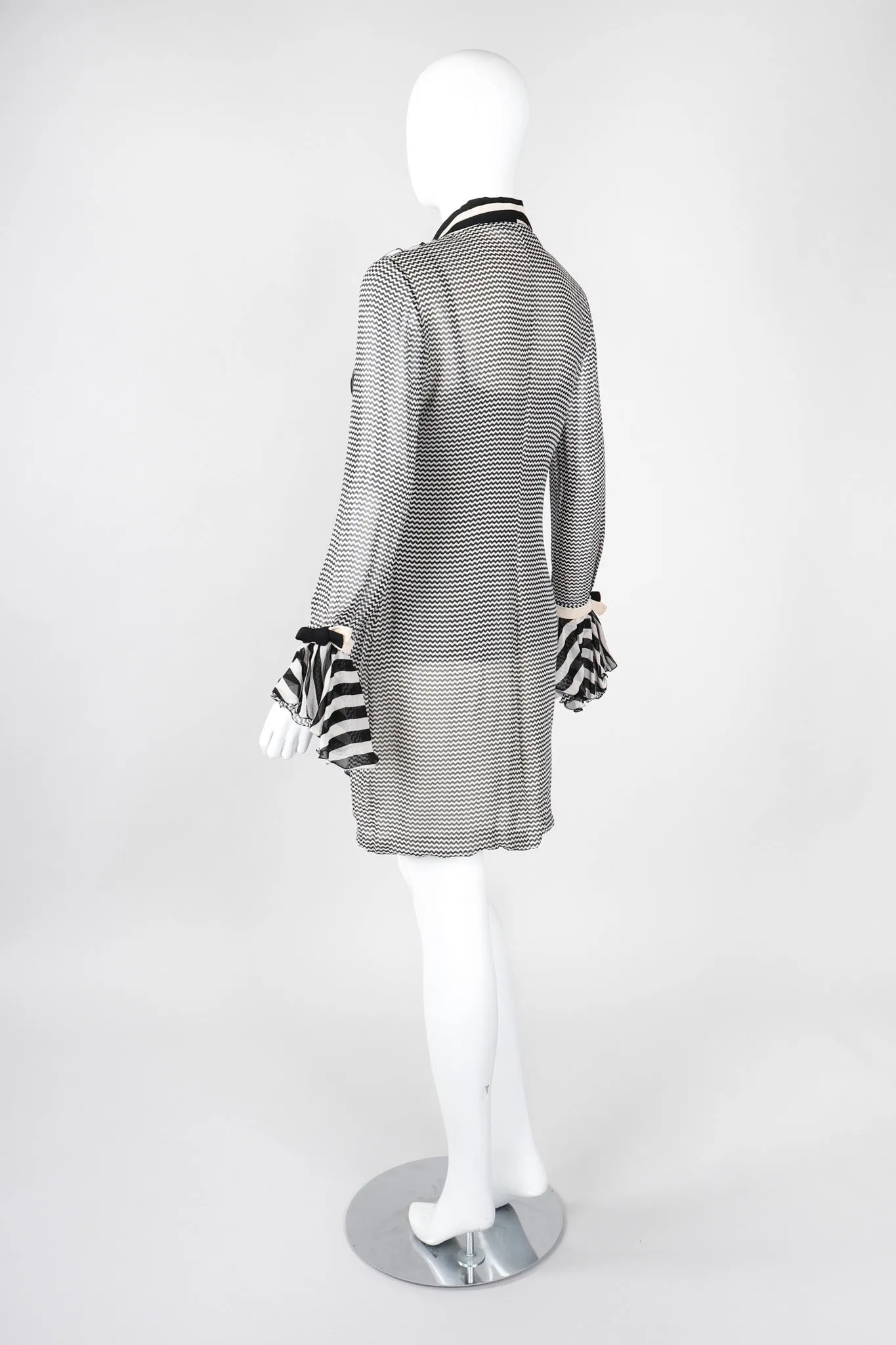 Chiffon Chevron Stripe Shirt Dress