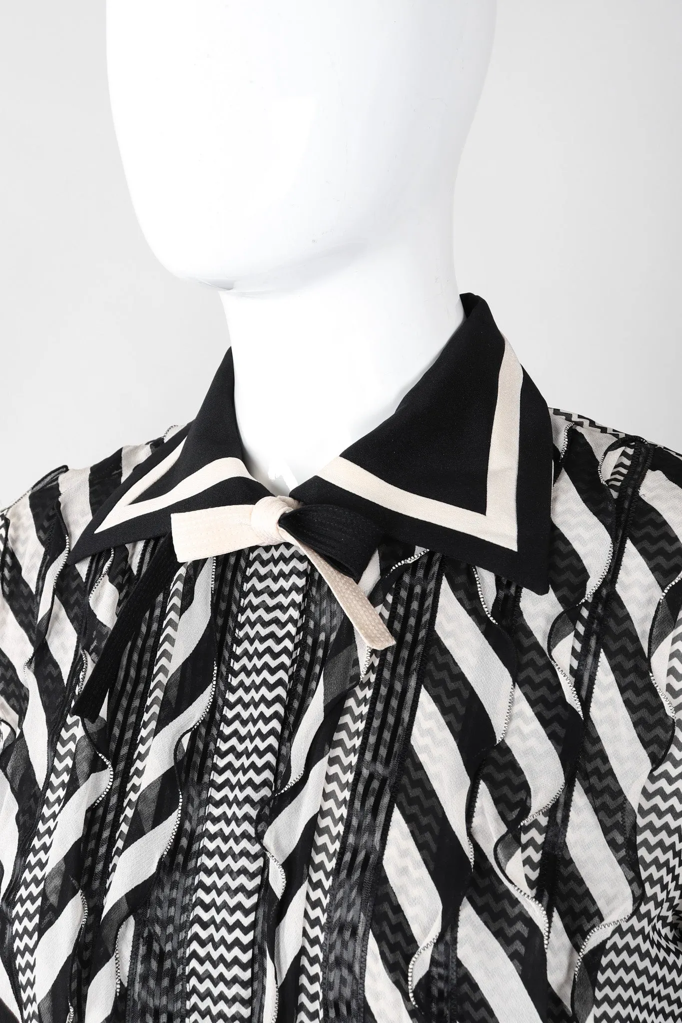 Chiffon Chevron Stripe Shirt Dress