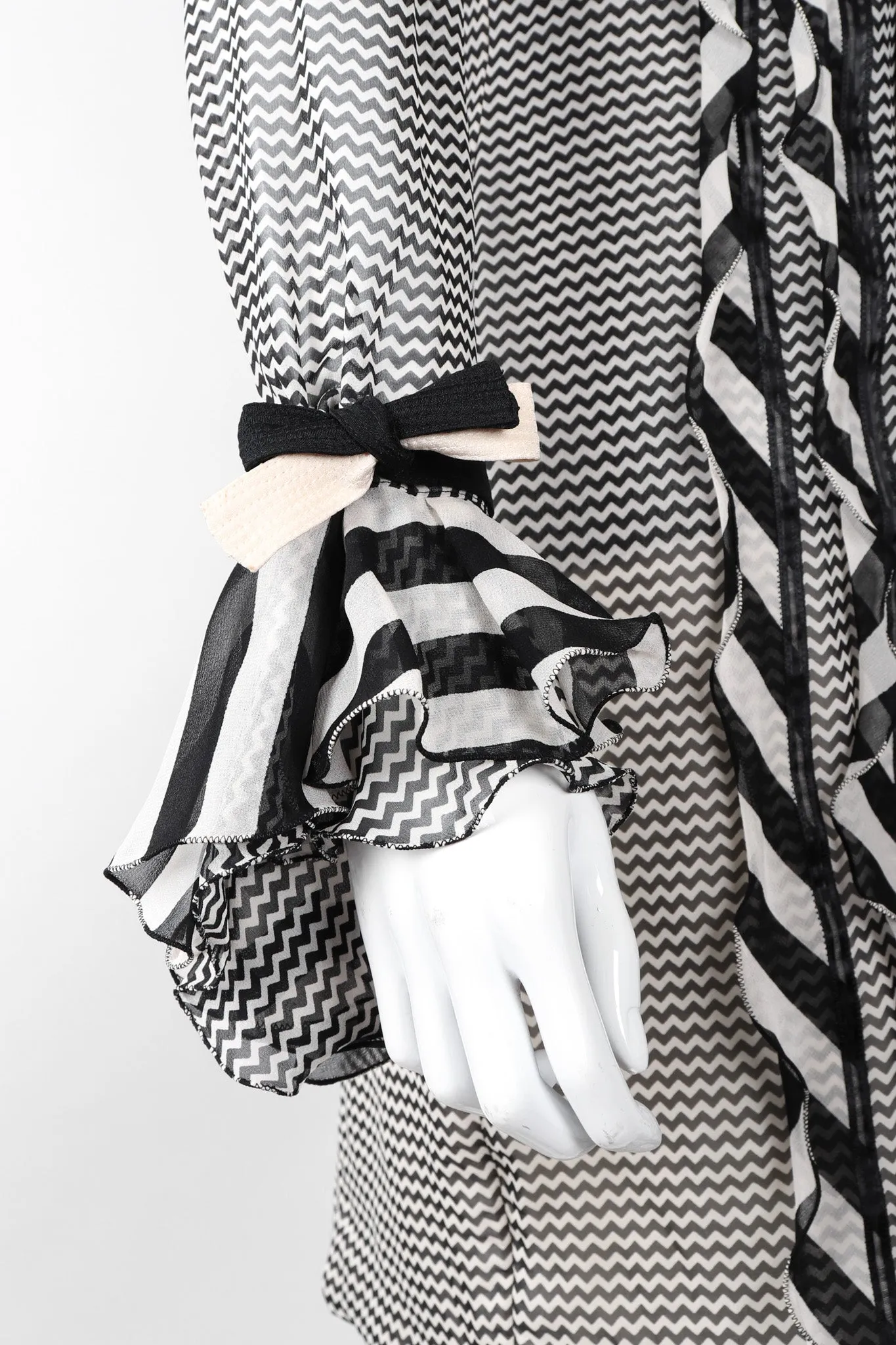 Chiffon Chevron Stripe Shirt Dress