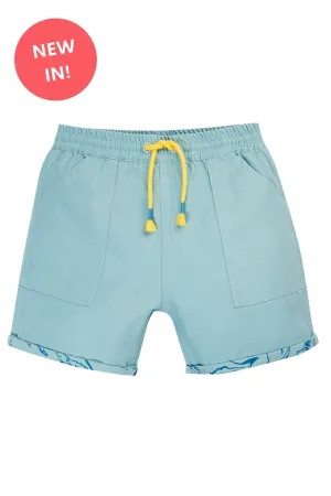 Children's Frugi Rocky Sharks Reversible Shorts, Stingray/Jawsome - Kid's Clothing