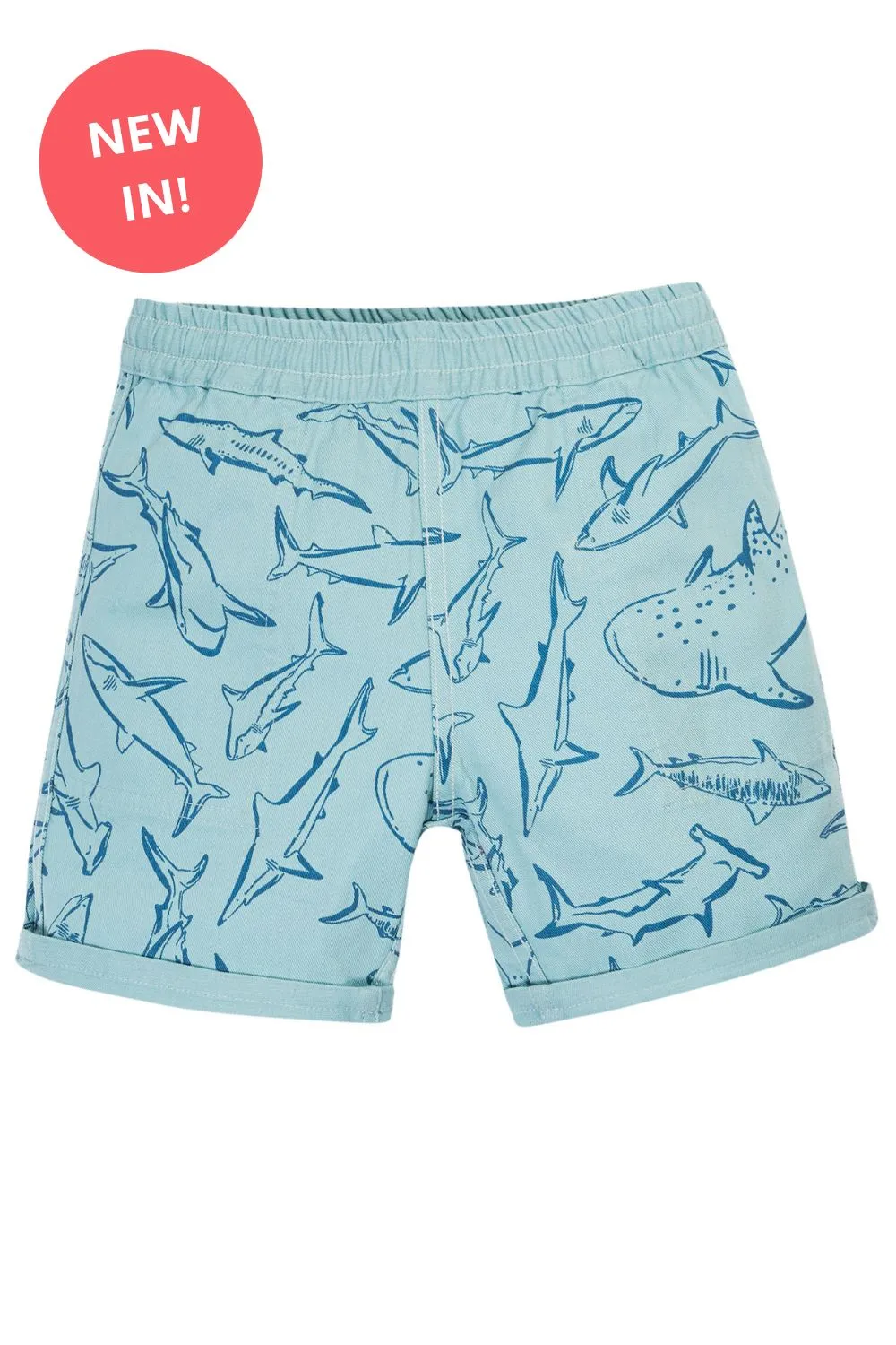 Children's Frugi Rocky Sharks Reversible Shorts, Stingray/Jawsome - Kid's Clothing