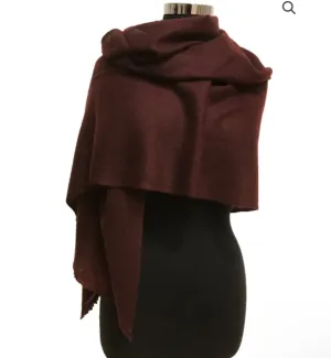 CHOCOLATE WOOL N CASHMERE BLEND SOFT SHAWLS 76X200CM
