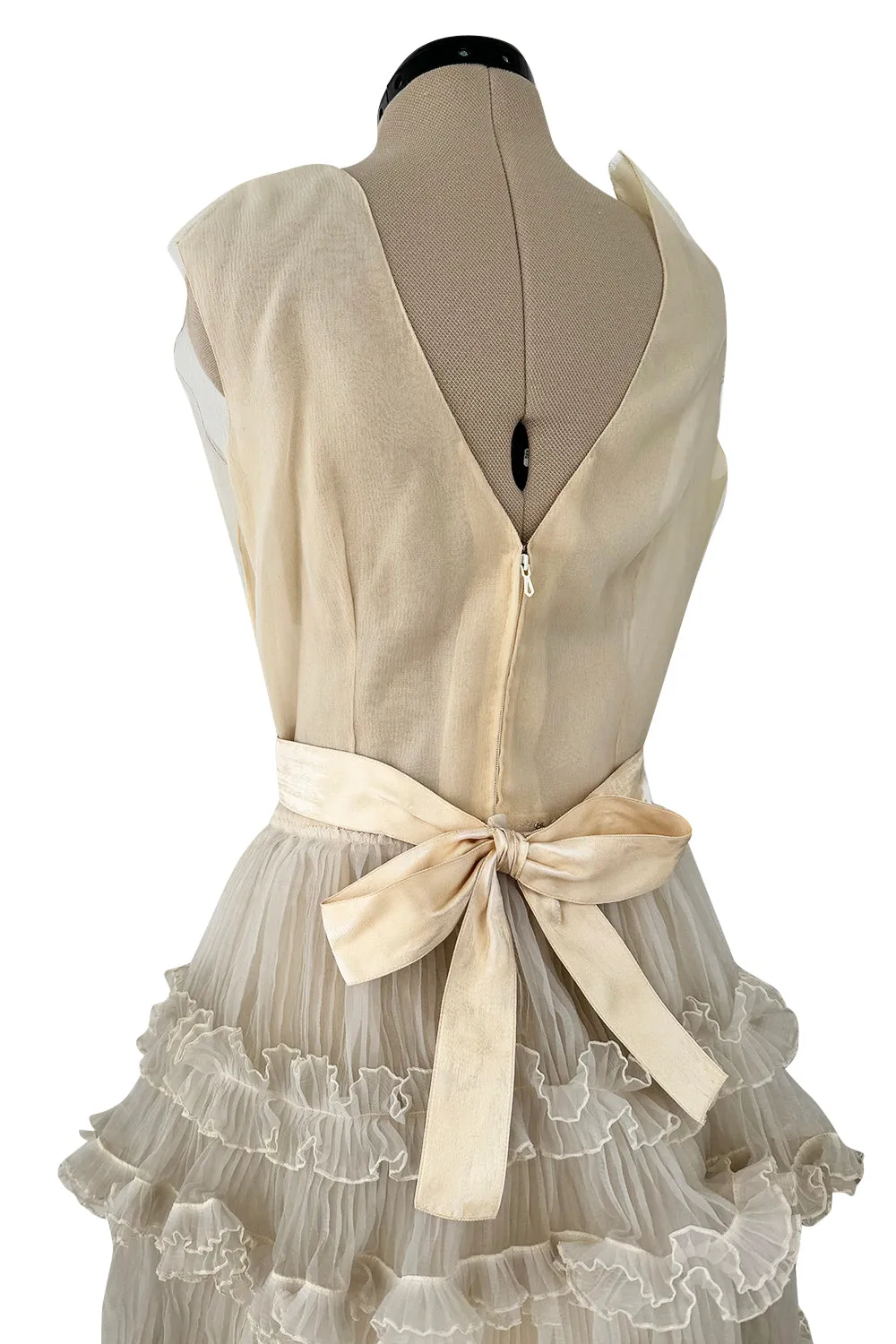 Christian Dior Spring 1973 Haute Couture Silk Gaazar Ruffled Gown