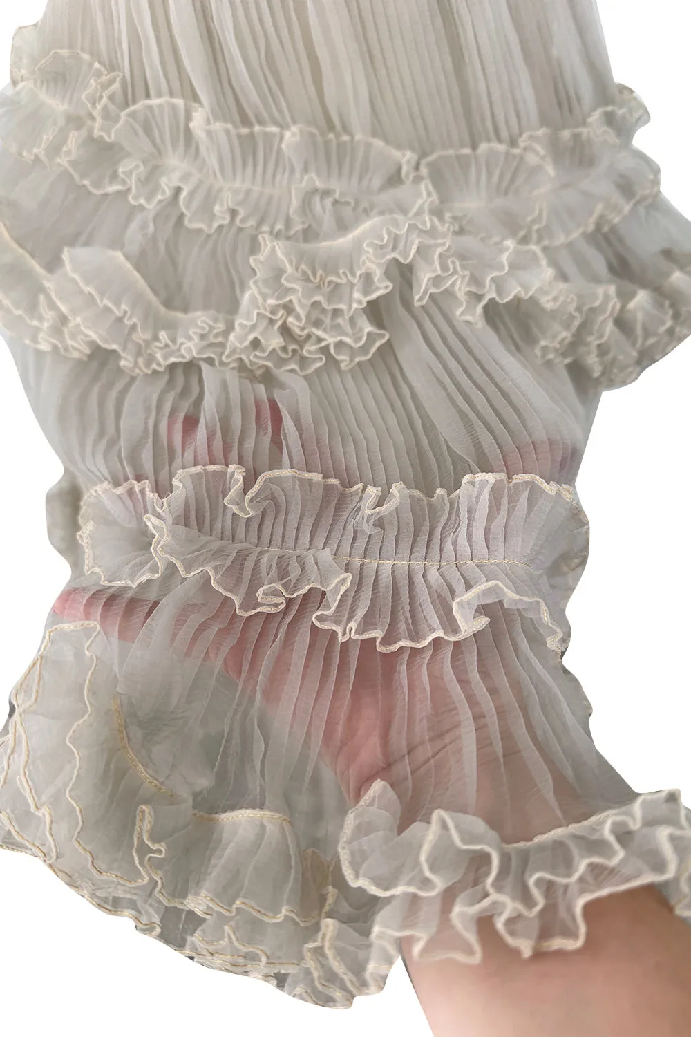 Christian Dior Spring 1973 Haute Couture Silk Gaazar Ruffled Gown