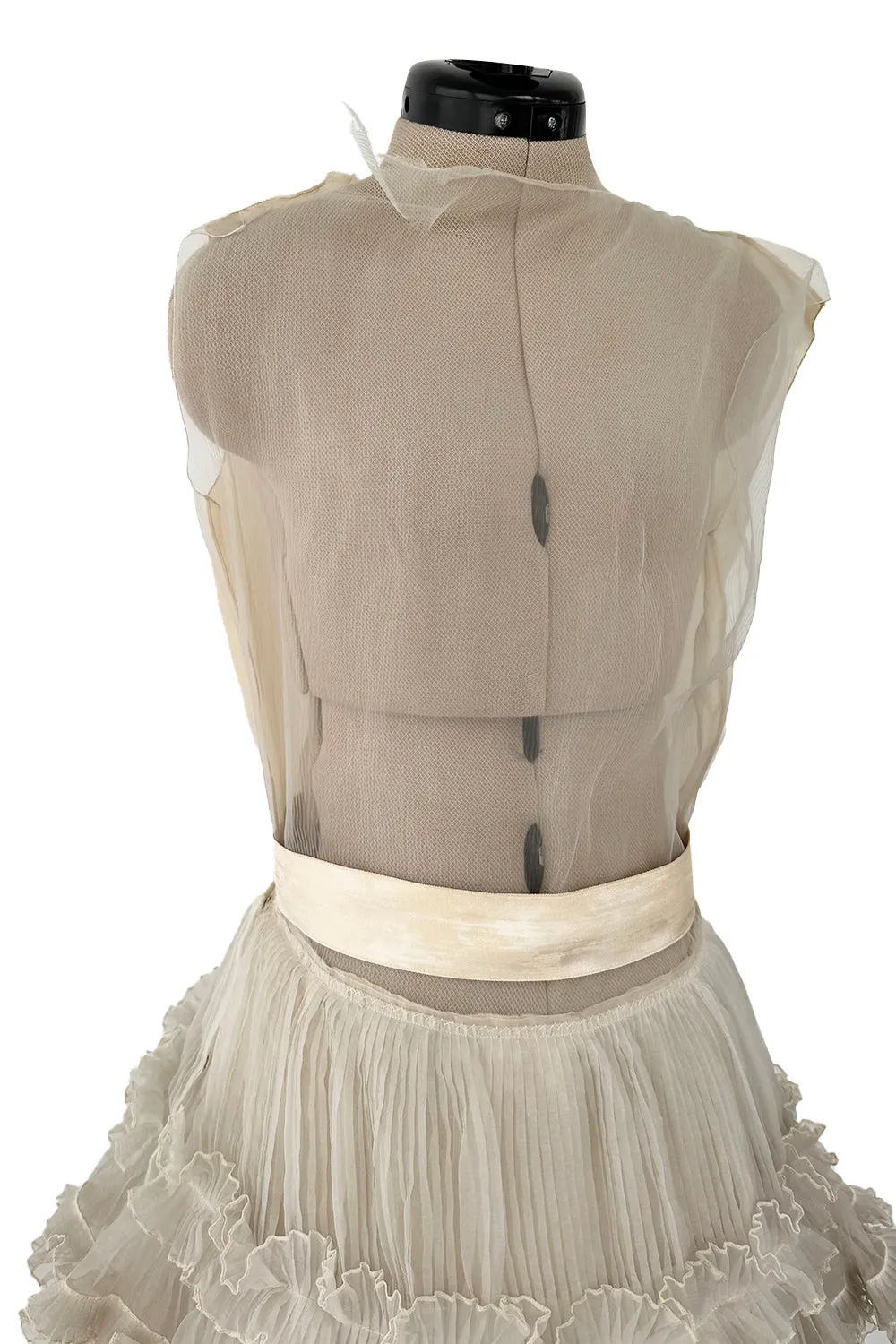 Christian Dior Spring 1973 Haute Couture Silk Gaazar Ruffled Gown