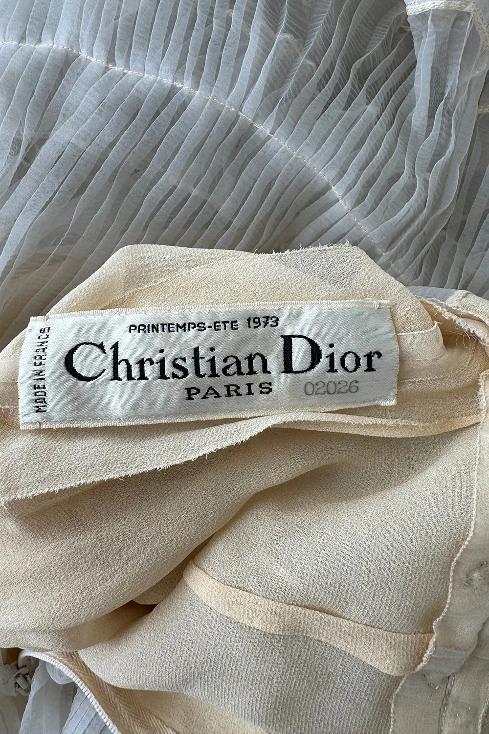 Christian Dior Spring 1973 Haute Couture Silk Gaazar Ruffled Gown