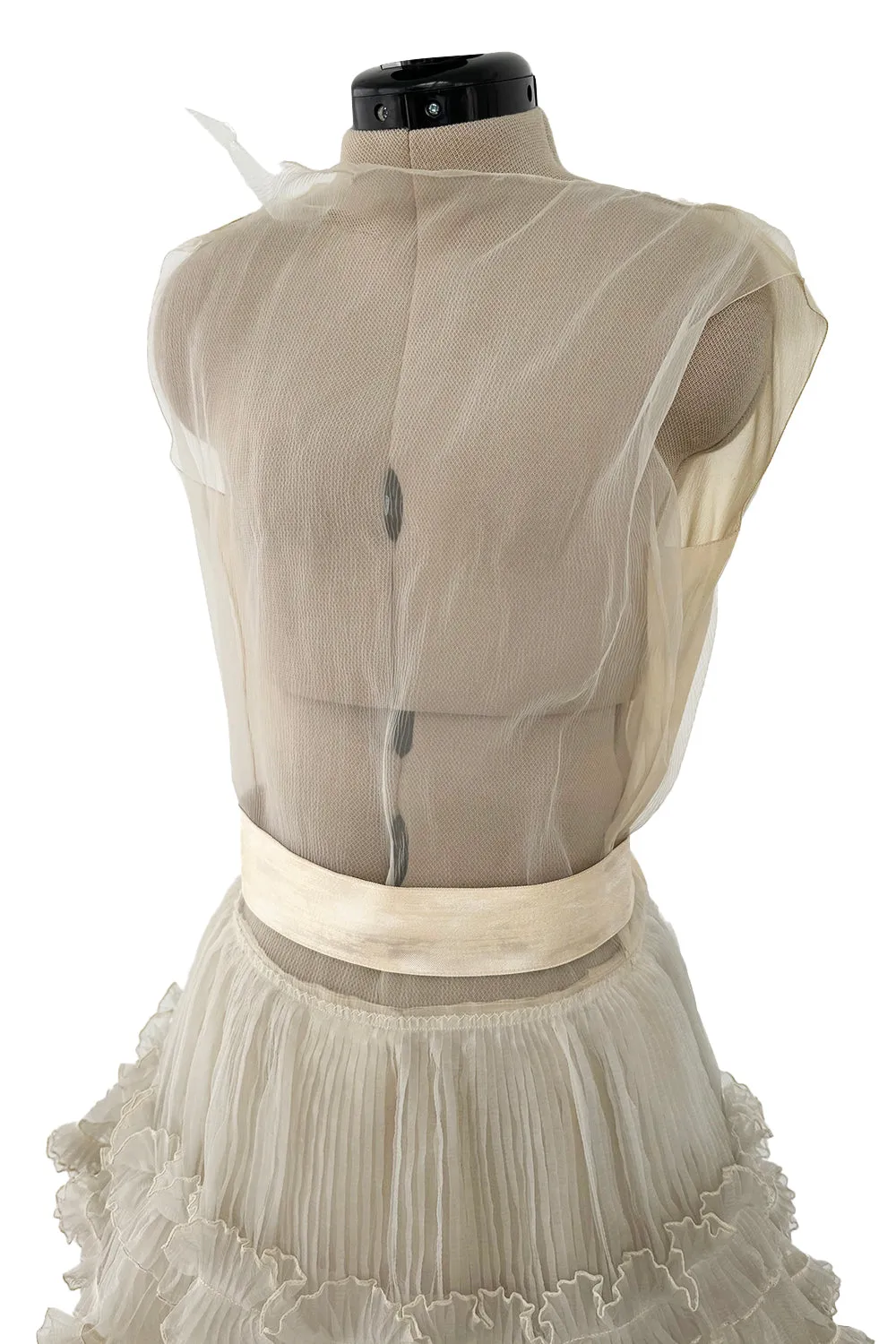 Christian Dior Spring 1973 Haute Couture Silk Gaazar Ruffled Gown