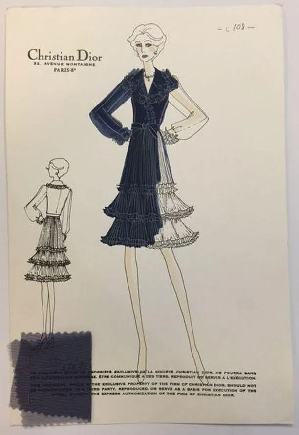 Christian Dior Spring 1973 Haute Couture Silk Gaazar Ruffled Gown