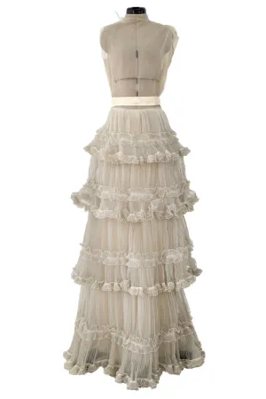 Christian Dior Spring 1973 Haute Couture Silk Gaazar Ruffled Gown