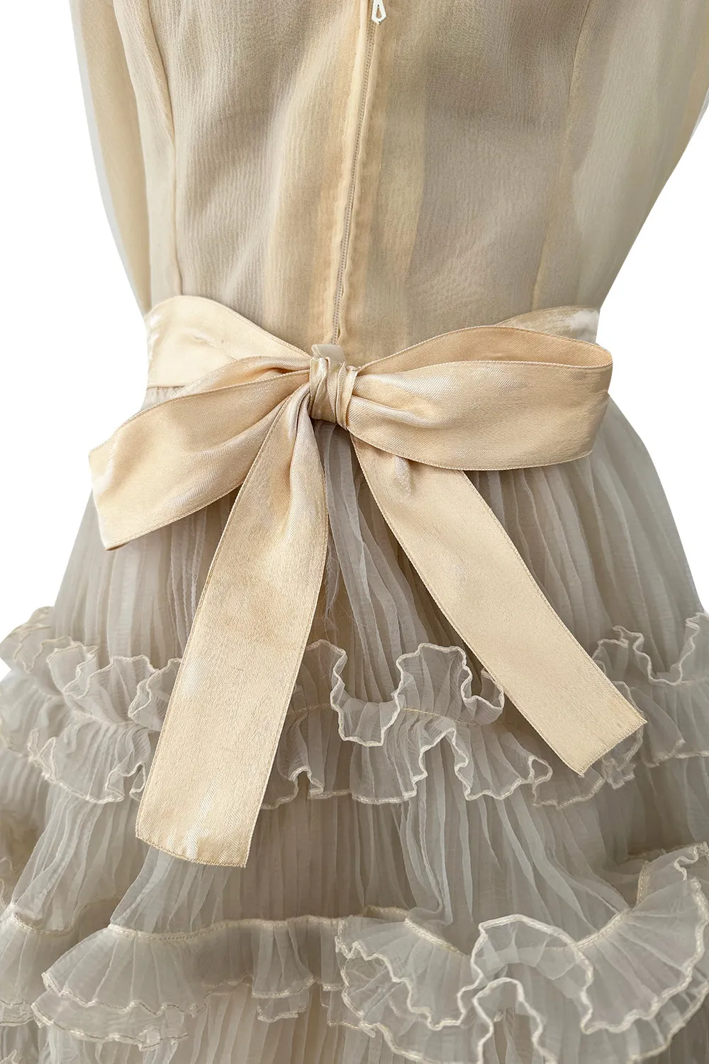 Christian Dior Spring 1973 Haute Couture Silk Gaazar Ruffled Gown
