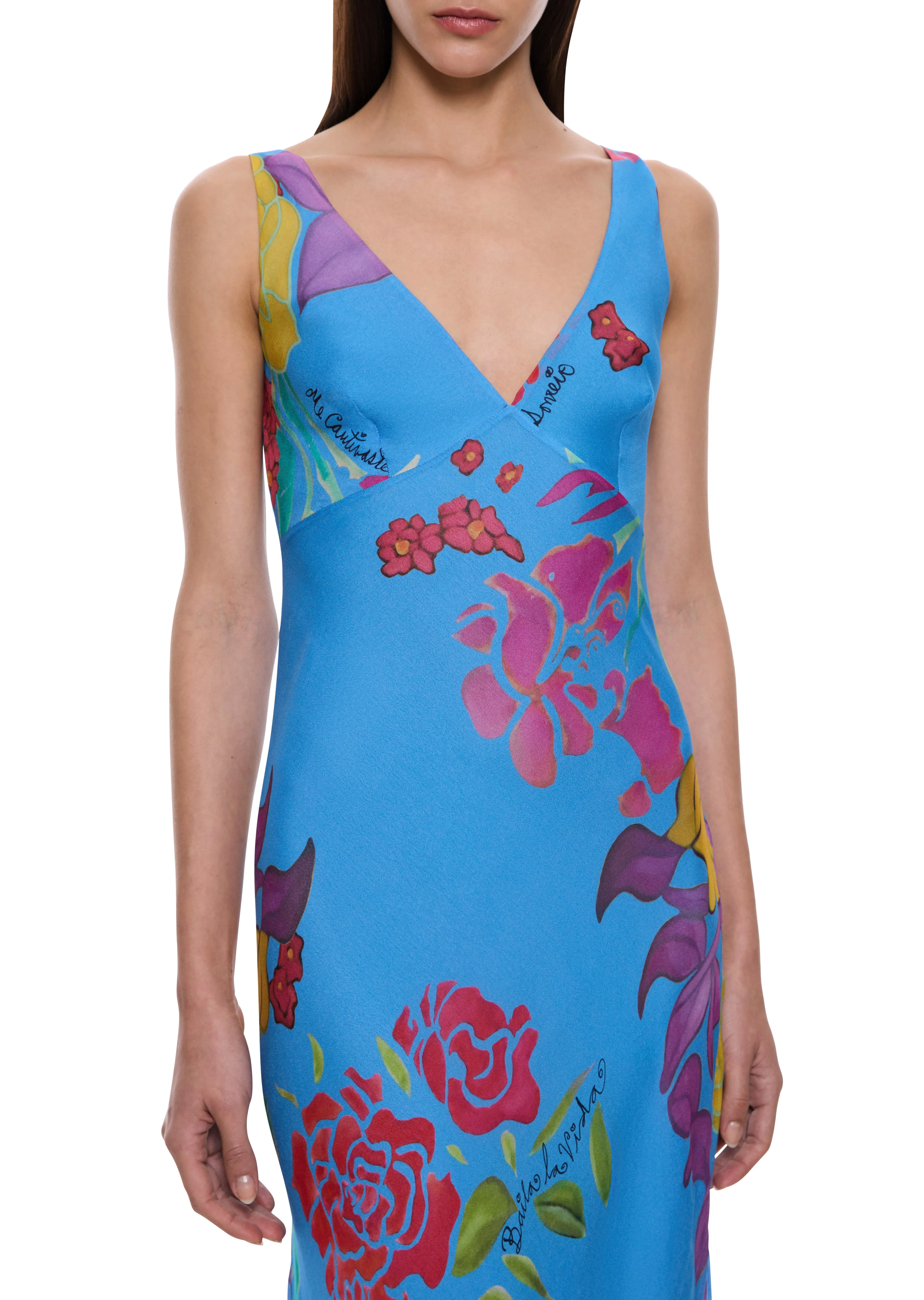 Cielo Printed Long Blue Dress
