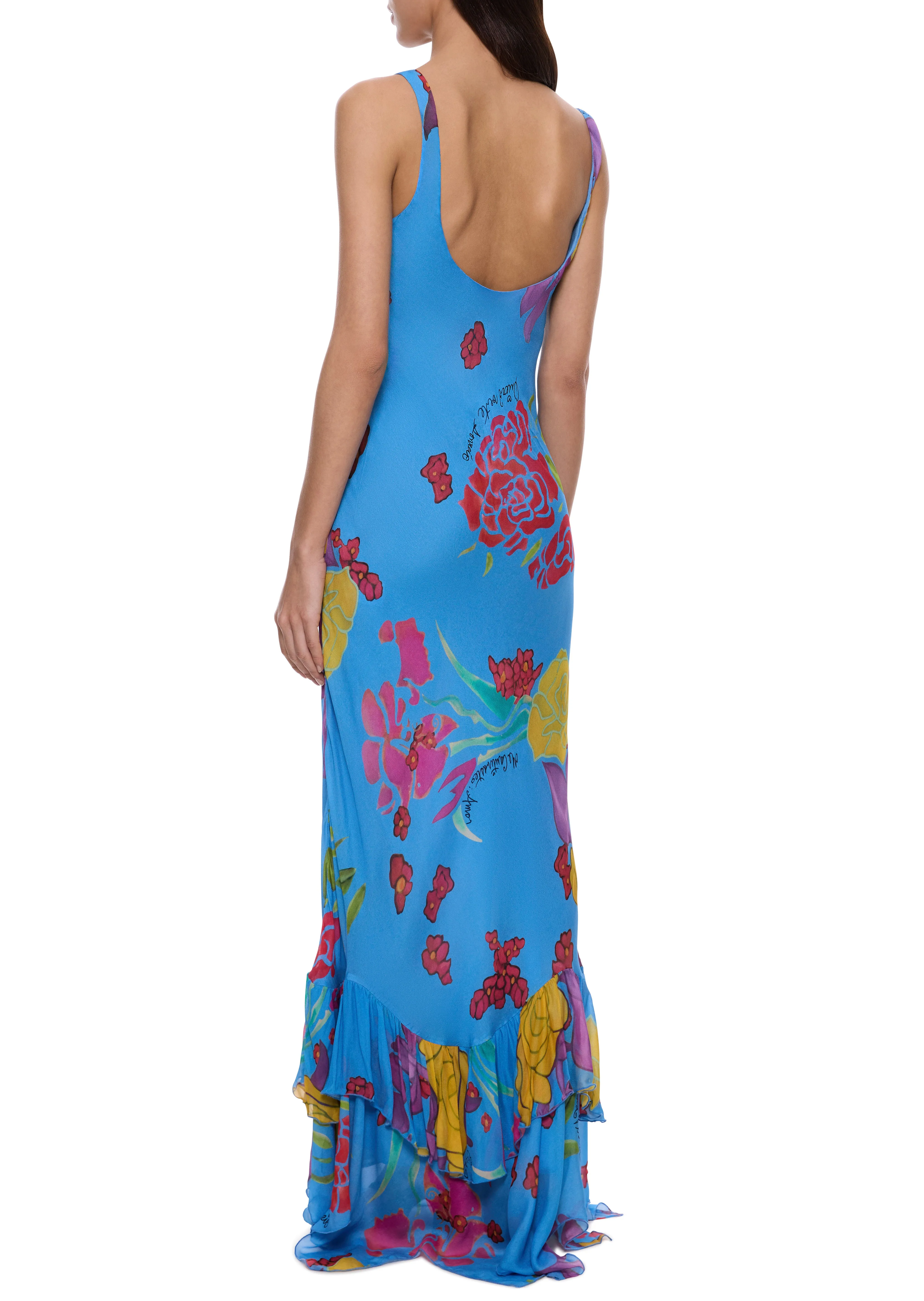 Cielo Printed Long Blue Dress