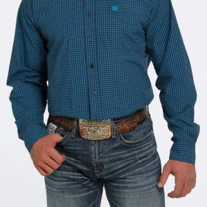 CINCH MENS BLUE PLAID LONG SHIRT