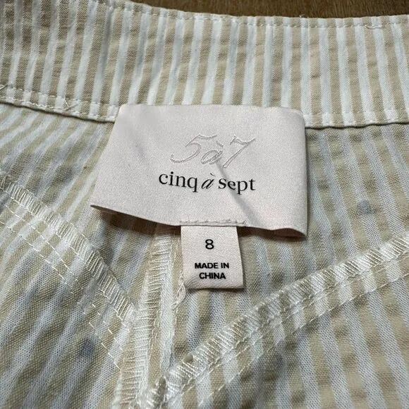 Cinq à SeptNeema Rhinestone Seersucker Shorts Size 6 Ruffle Hem
