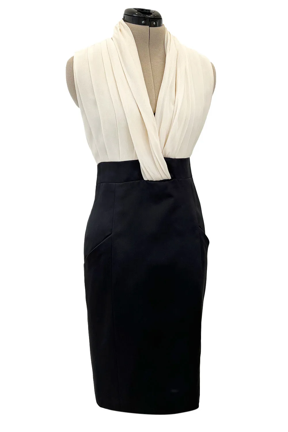 Classic Fall 2000 Chanel by Karl Lagerfeld Haute Couture Pleated Top & Black Silk Dress