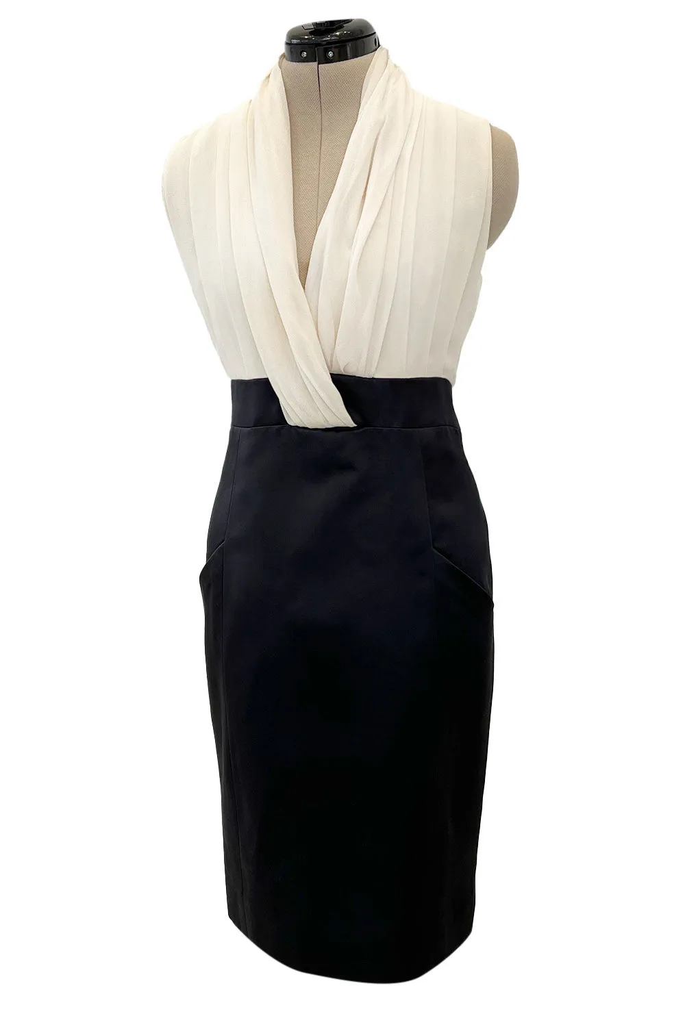Classic Fall 2000 Chanel by Karl Lagerfeld Haute Couture Pleated Top & Black Silk Dress