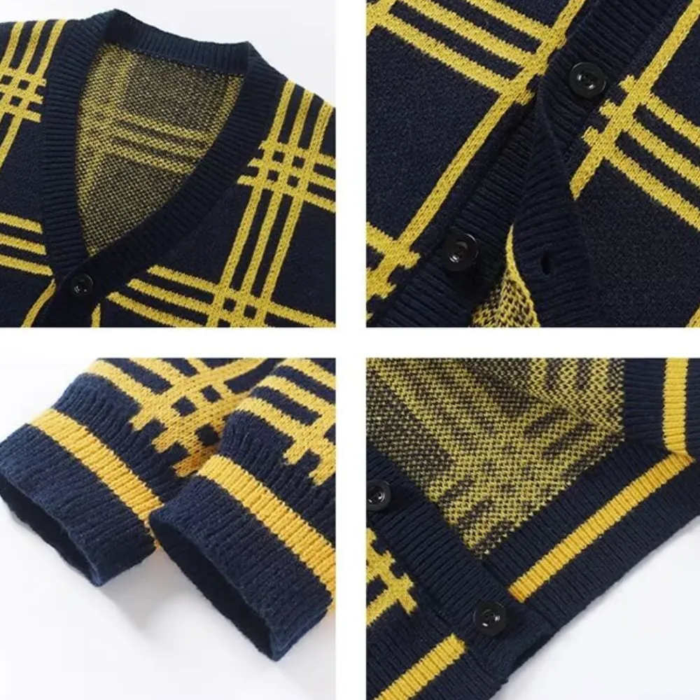 Classic Plaid Knit Cardigan