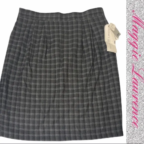 Classic Plaid Skirt Dressy Career Wool Look