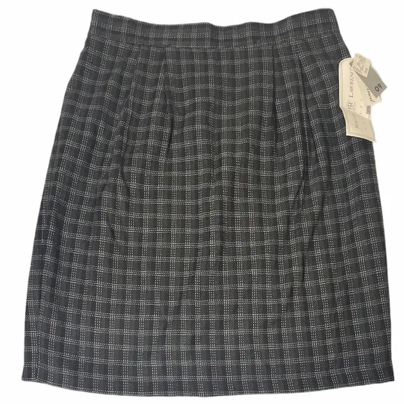 Classic Plaid Skirt Dressy Career Wool Look