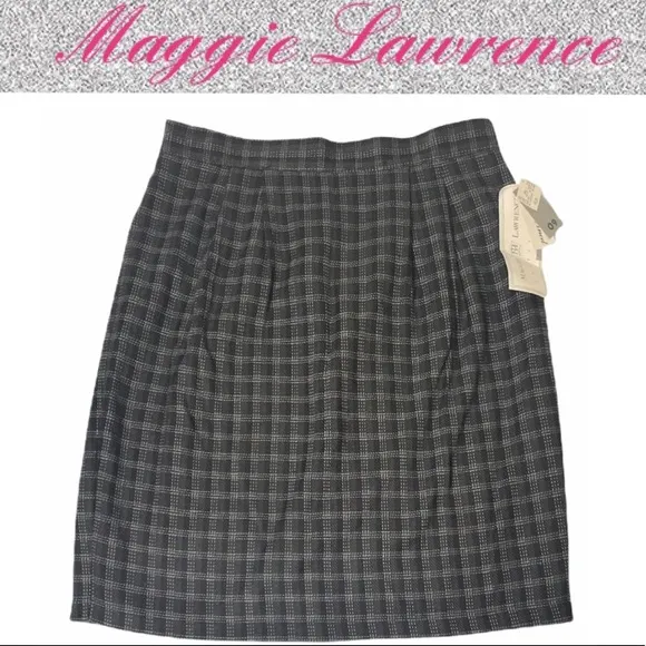 Classic Plaid Skirt Dressy Career Wool Look
