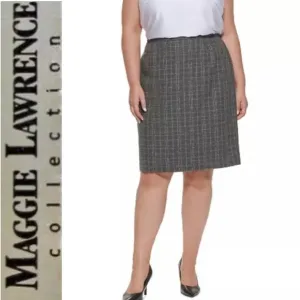 Classic Plaid Skirt Dressy Career Wool Look