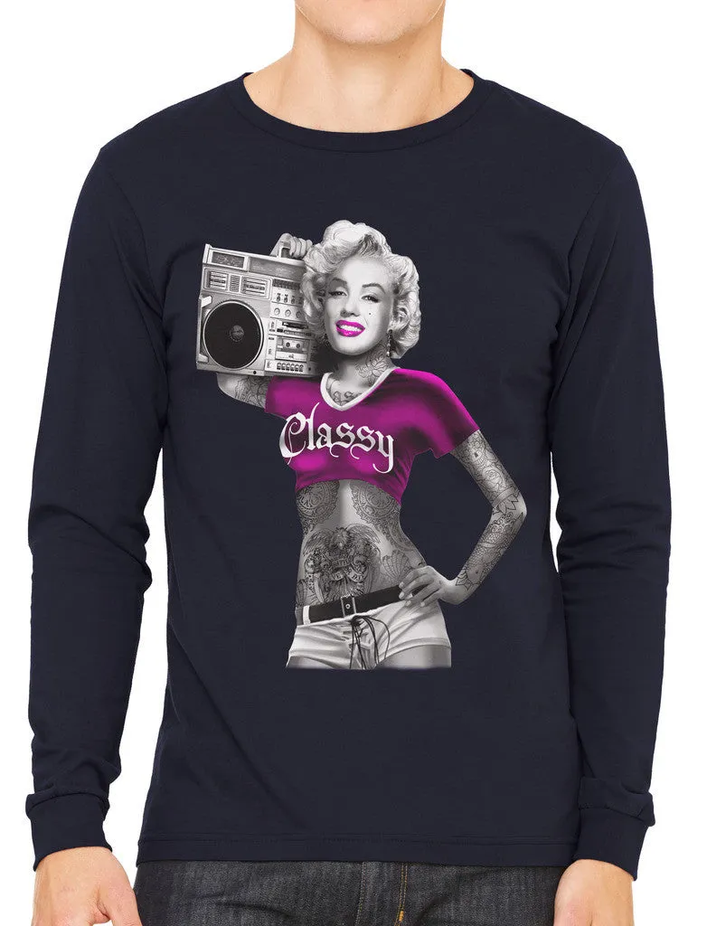 Classy Marilyn Monroe Boombox Men's Long Sleeve T-shirt
