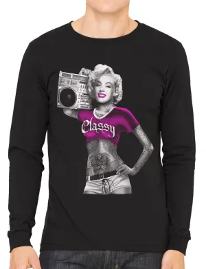 Classy Marilyn Monroe Boombox Men's Long Sleeve T-shirt