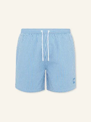 Clipper Seersucker Swimshorts Hydra Blue/Natural