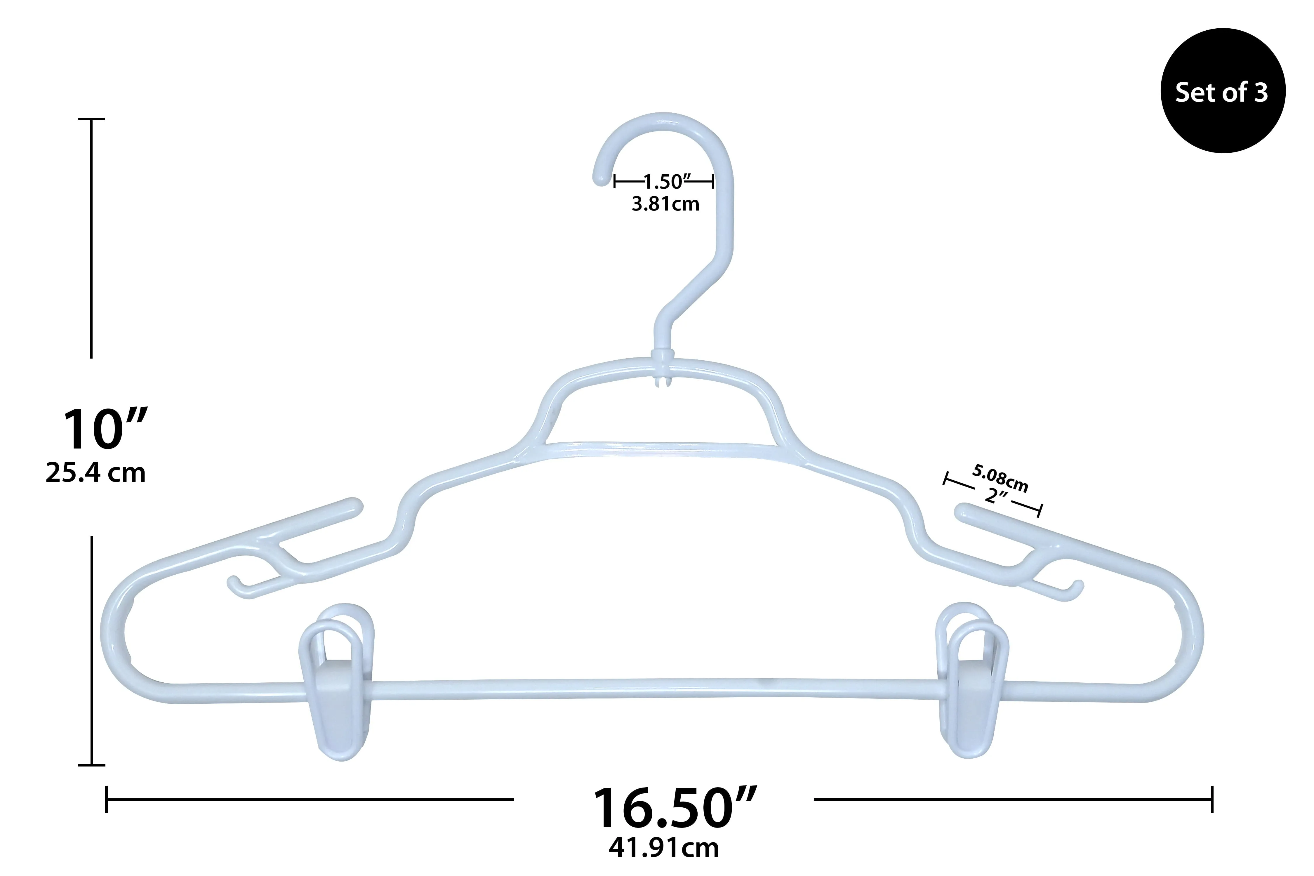 Clothing Hangers 3 Pack White Durable Plastic Swivel Neck Pant & Skirt Clips New