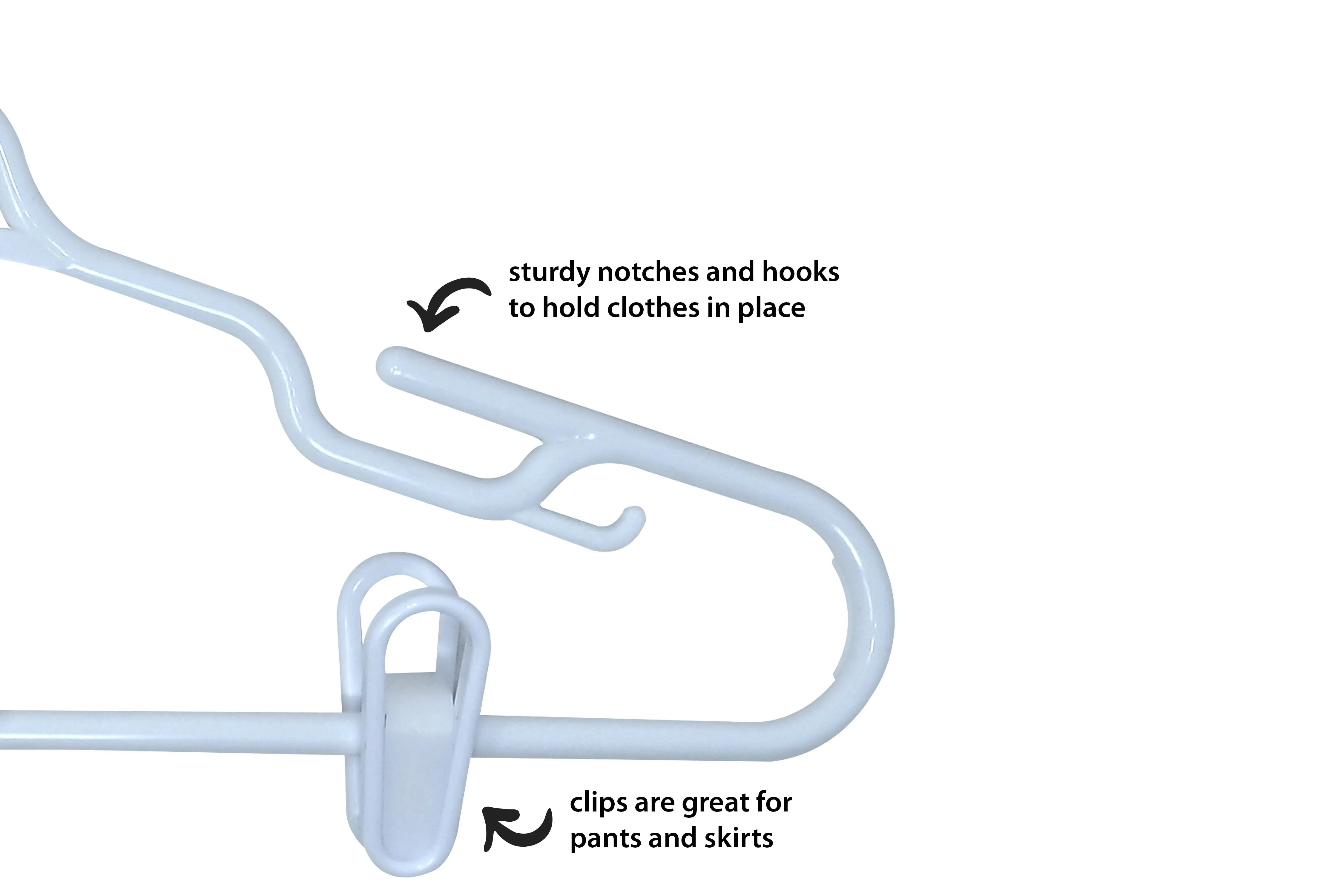 Clothing Hangers 3 Pack White Durable Plastic Swivel Neck Pant & Skirt Clips New