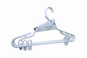Clothing Hangers 3 Pack White Durable Plastic Swivel Neck Pant & Skirt Clips New