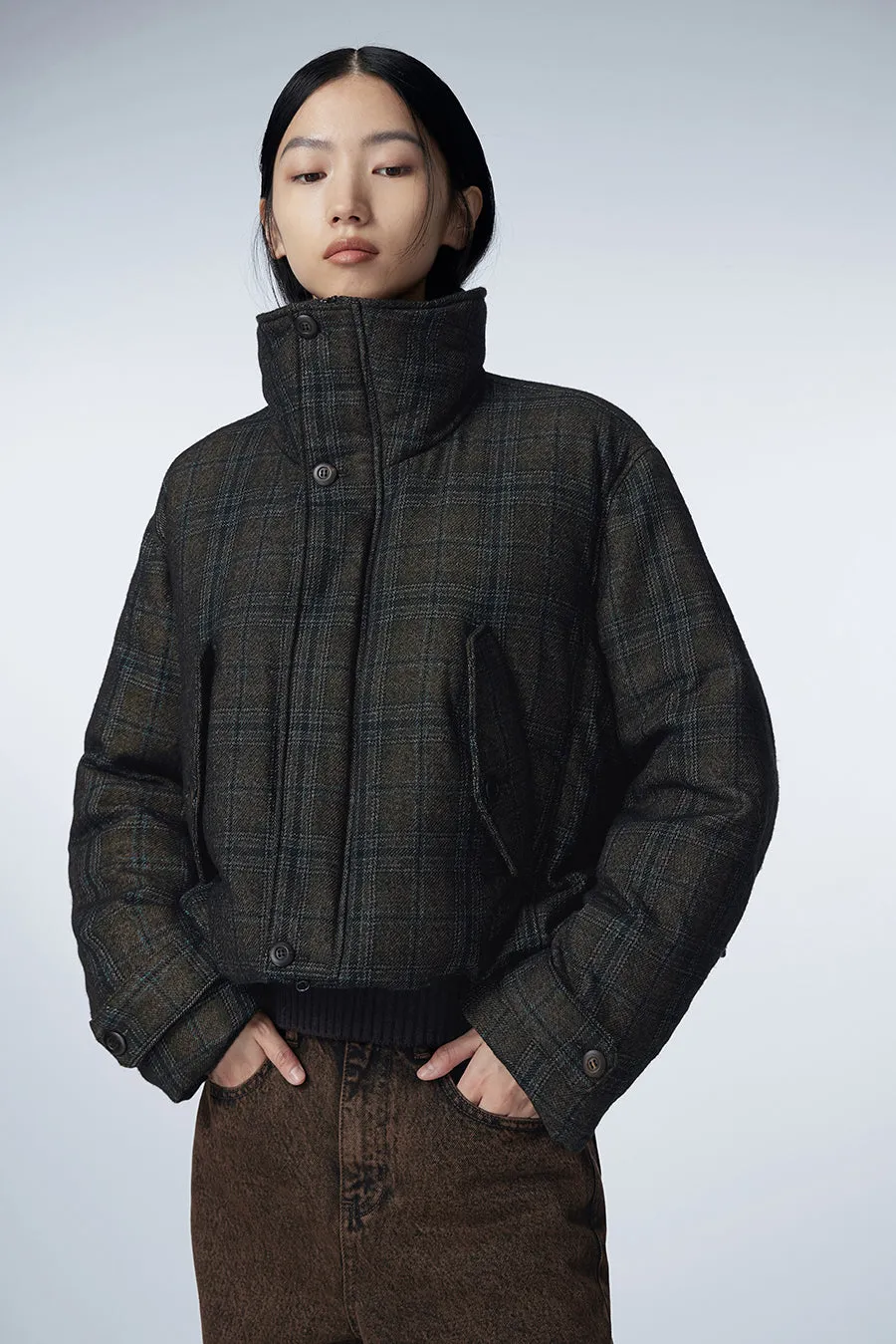 Coat / JNBY Oversized Plaid Down Coat