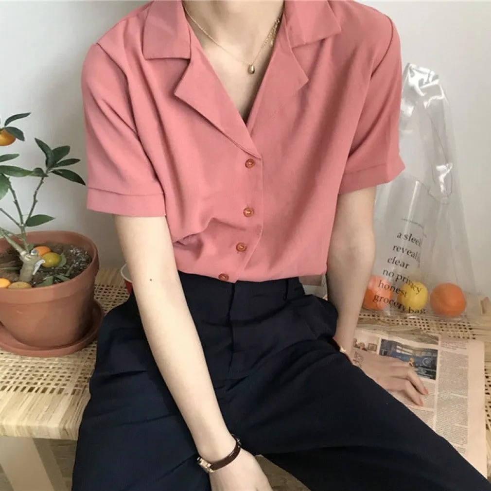 ContiNent 33 Summer Blouse Shirt For Women Fashion Short Sleeve V Neck Casual Office Lady White Shirts Tops Japan Korean Style