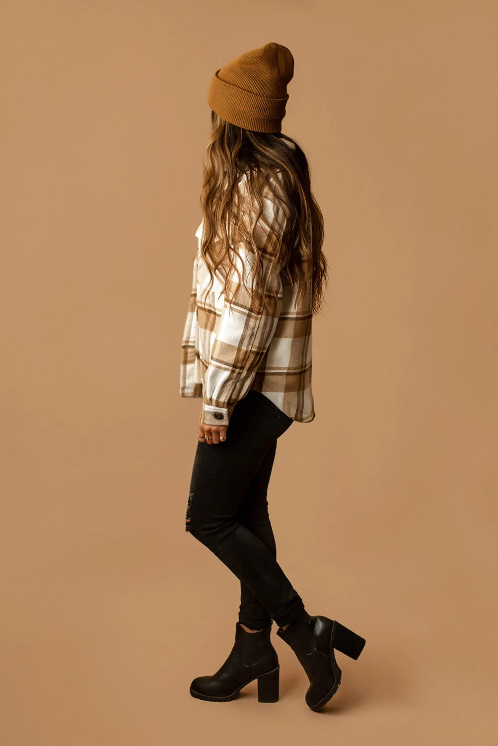 Conway Sherpa Lined Plaid Shacket (Black   White)