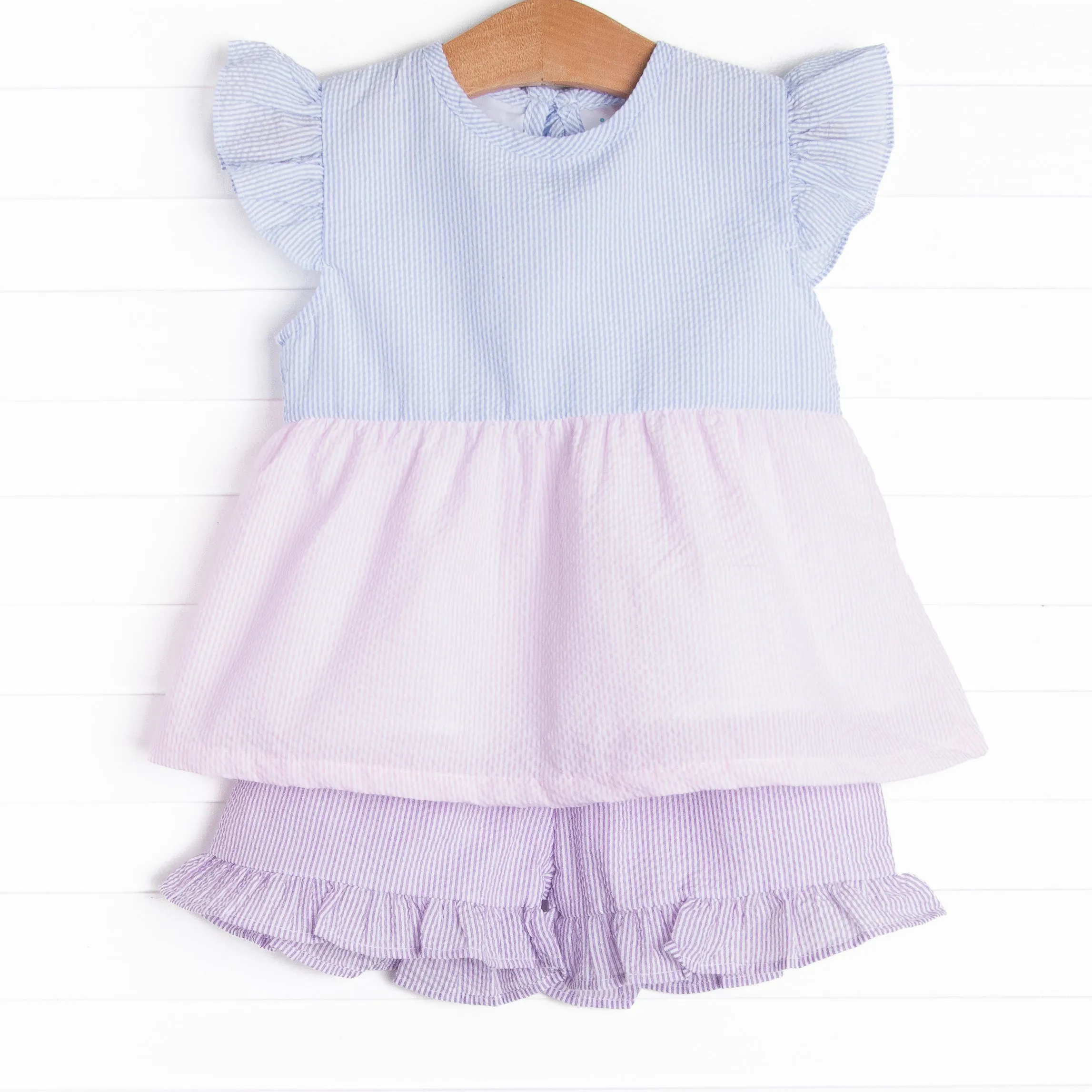 Cotton Candy Color Block Short Set, Blue