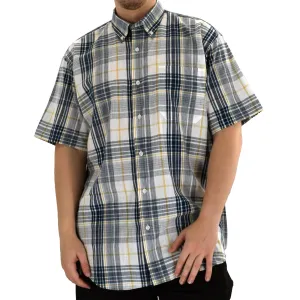 Cotton Traders Navy Plaid Short Sleeve Sport Shirt