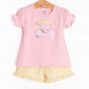 Country Clubin' Applique Ruffle Short Set, Pink