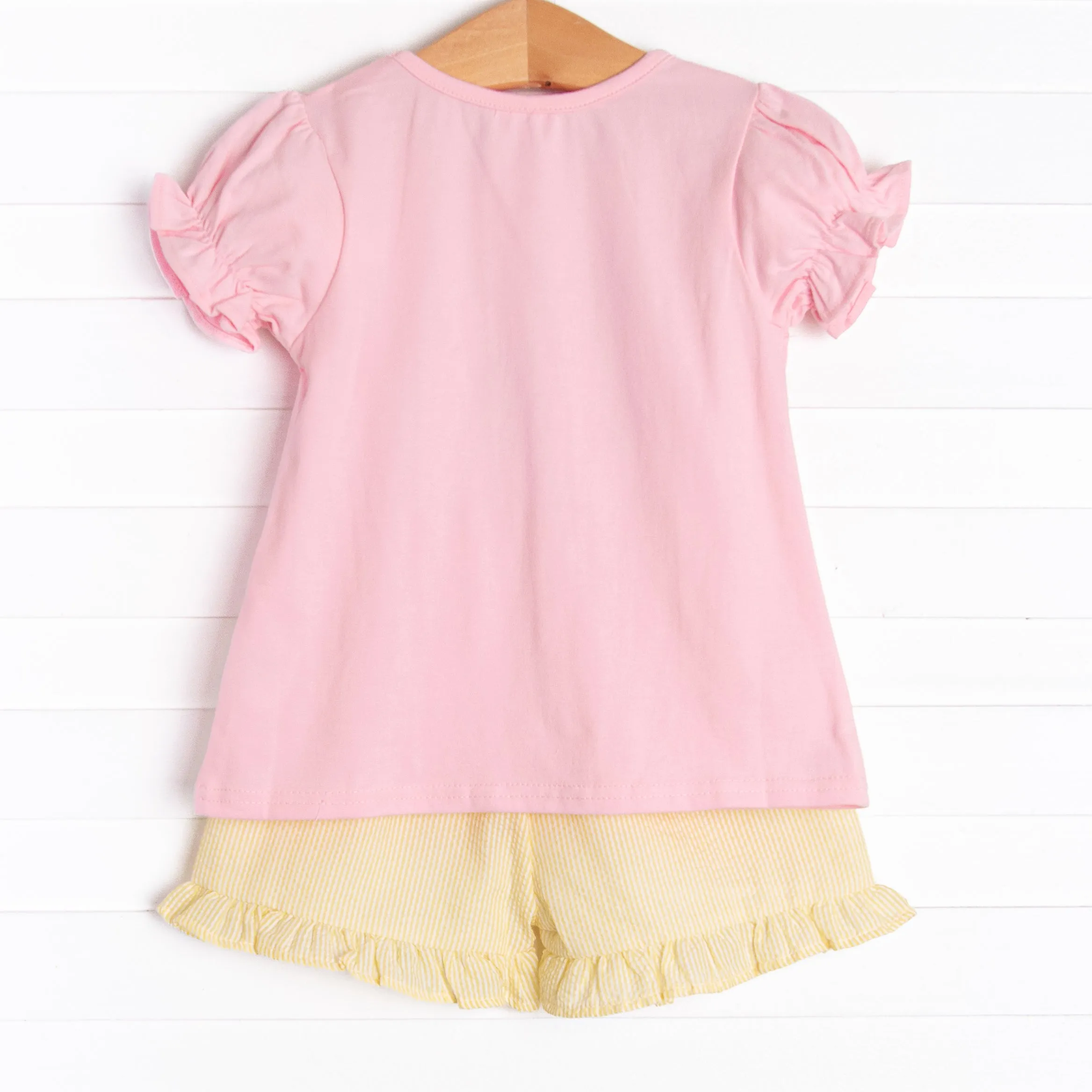 Country Clubin' Applique Ruffle Short Set, Pink