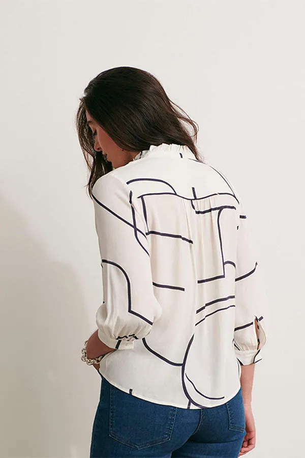CREATION OFF-WHITE PRINTED BLOUSE