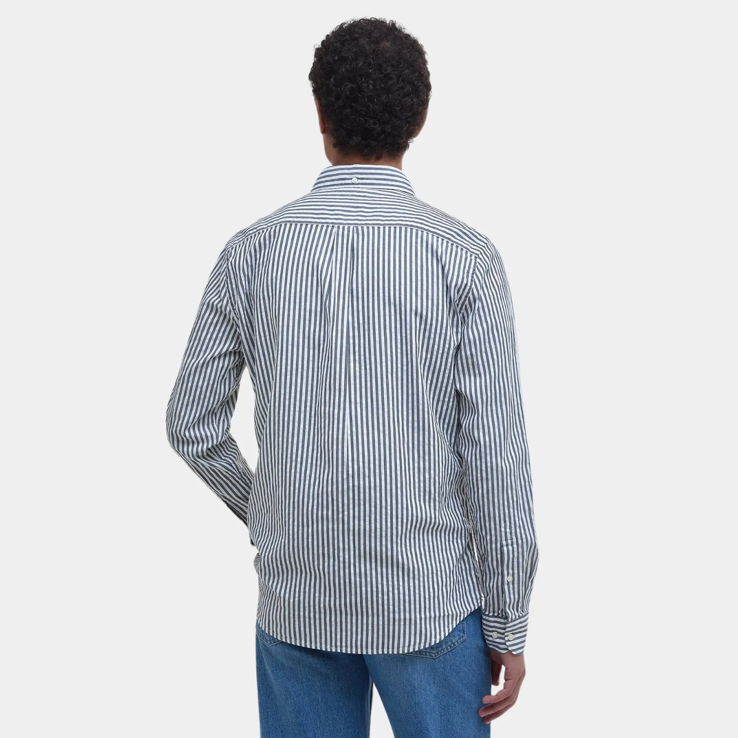 Cresswell Seersucker Tailored Long-Sleeved Shirt (Navy)