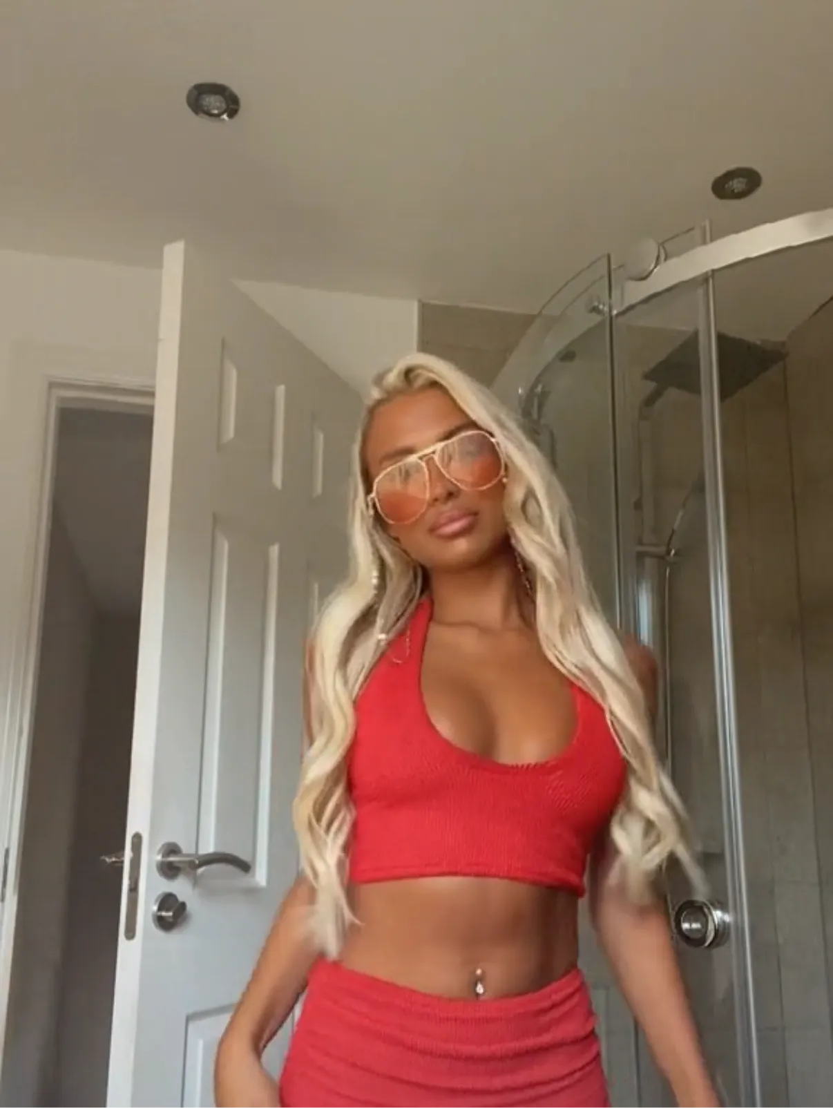 Crinkle Halter & Get Ruched Shorts Co-Ord in Red
