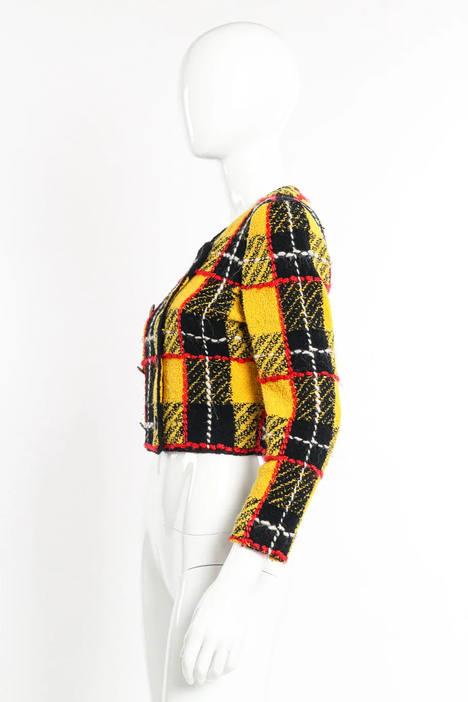 Cropped Plaid Bouclé Jacket