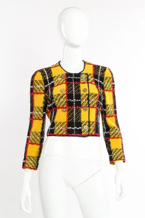 Cropped Plaid Bouclé Jacket