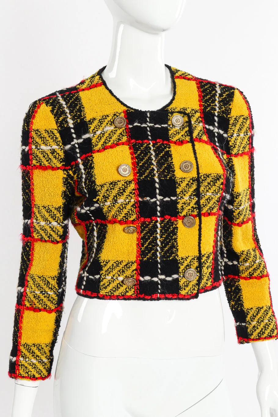 Cropped Plaid Bouclé Jacket